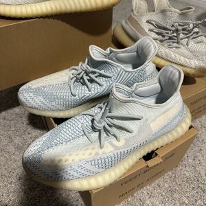 Yeezy Knit Sneakers in Light Gray and Cream